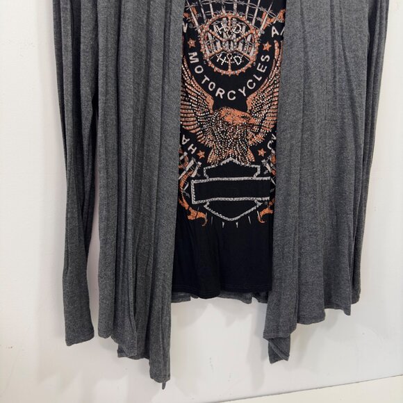 Harley-Davidson Women L/XL Open Front Cardigan With Motorcycle Graphic Tank Top - Picture 12 of 13